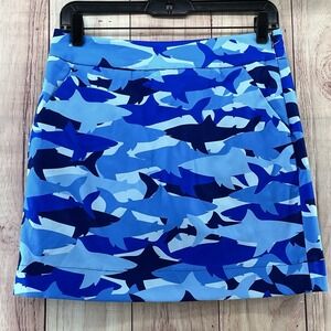 Loudmouth Golf Ladies Skort‎ Skirt Blue Sharks Print Size 2 Athlete Golf